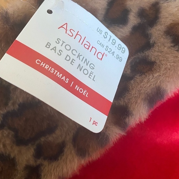 Ashland Leopard Print Red Christmas Stocking Decoration Decor NEW Animal Print - Picture 2 of 4